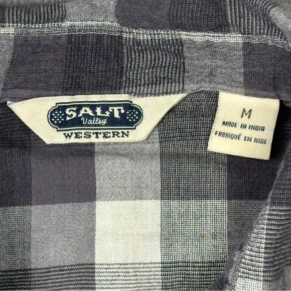 Salt Valley Western Pearl Snap Plaid Cotton Shirt M 40” Chest - Picture 4 of 12